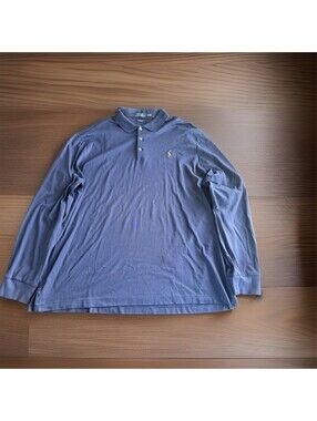 Polo Ralph Lauren NWOT Collared Shirt Men's Cotton Long Sleeve Polo Size XL Blue